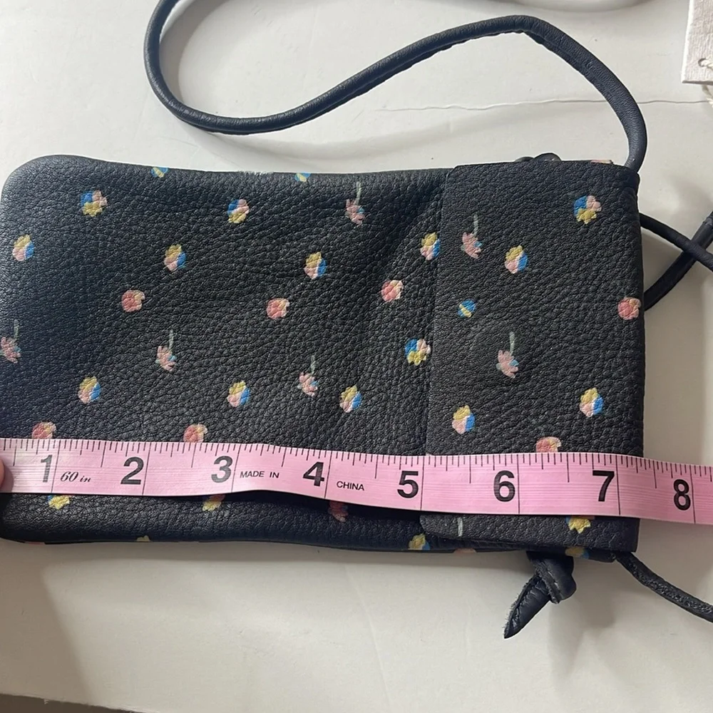 Free People Let’s Dance Phone Crossbody Bag Gray Leather Floral